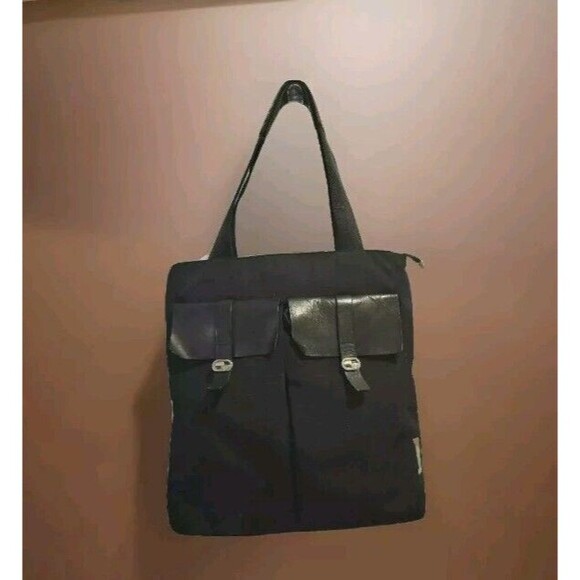 Lapagayo Hobo Shoulder Bag Tall Rectangle Purse Black Faille Fabric Very Large - Picture 14 of 15